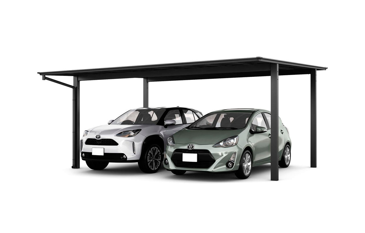 LIXIL ネスカFの商品写真。写真:54-50型・ブラック/ブラックマット屋根の参考仕様。掲載価格はH22・通常ポリカ屋根です。ブラックマット屋根への変更は別途。車は含みません。